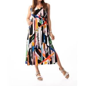 NEW PURE ESSENCE abstract lines empire dress in multi